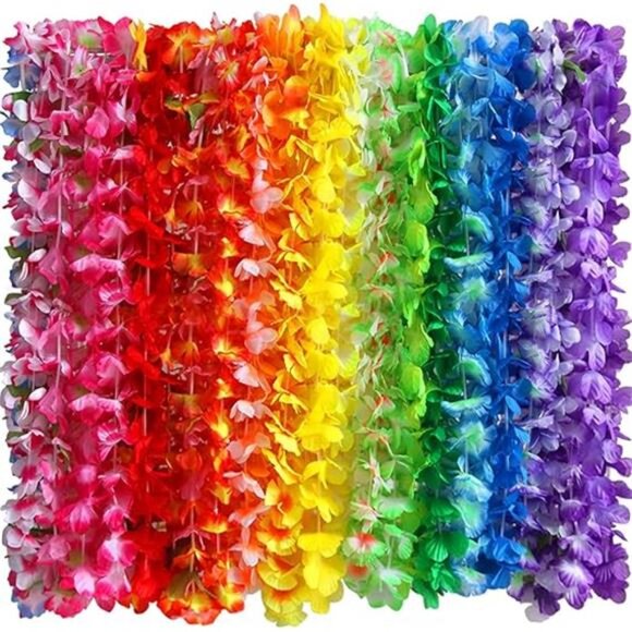 36 Counts Hawaiian Leis Necklace Tropical Luau Hawaii Silk Flower - Picture 8 of 8